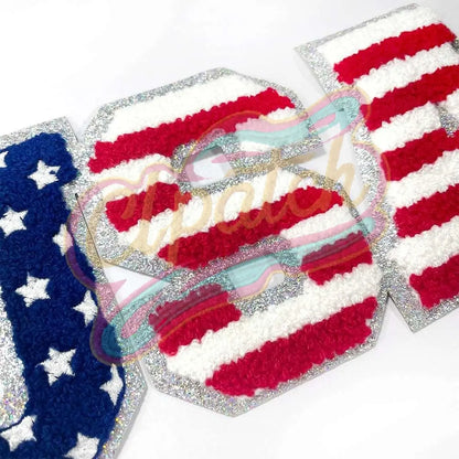 USA Chenille Large adhesive patches with sliver broder - Clpatch