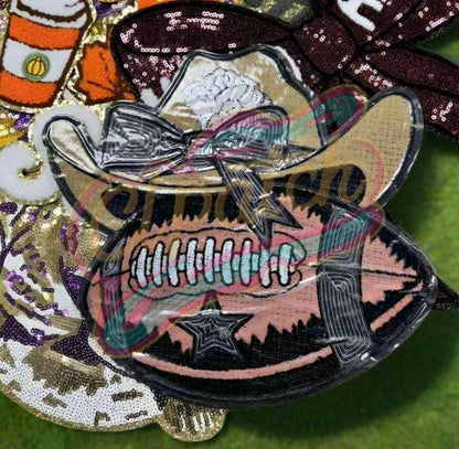 Western cowboy Football large chenille Adhesive patches - Clpatch