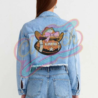 Western cowboy Football large chenille Adhesive patches - Clpatch