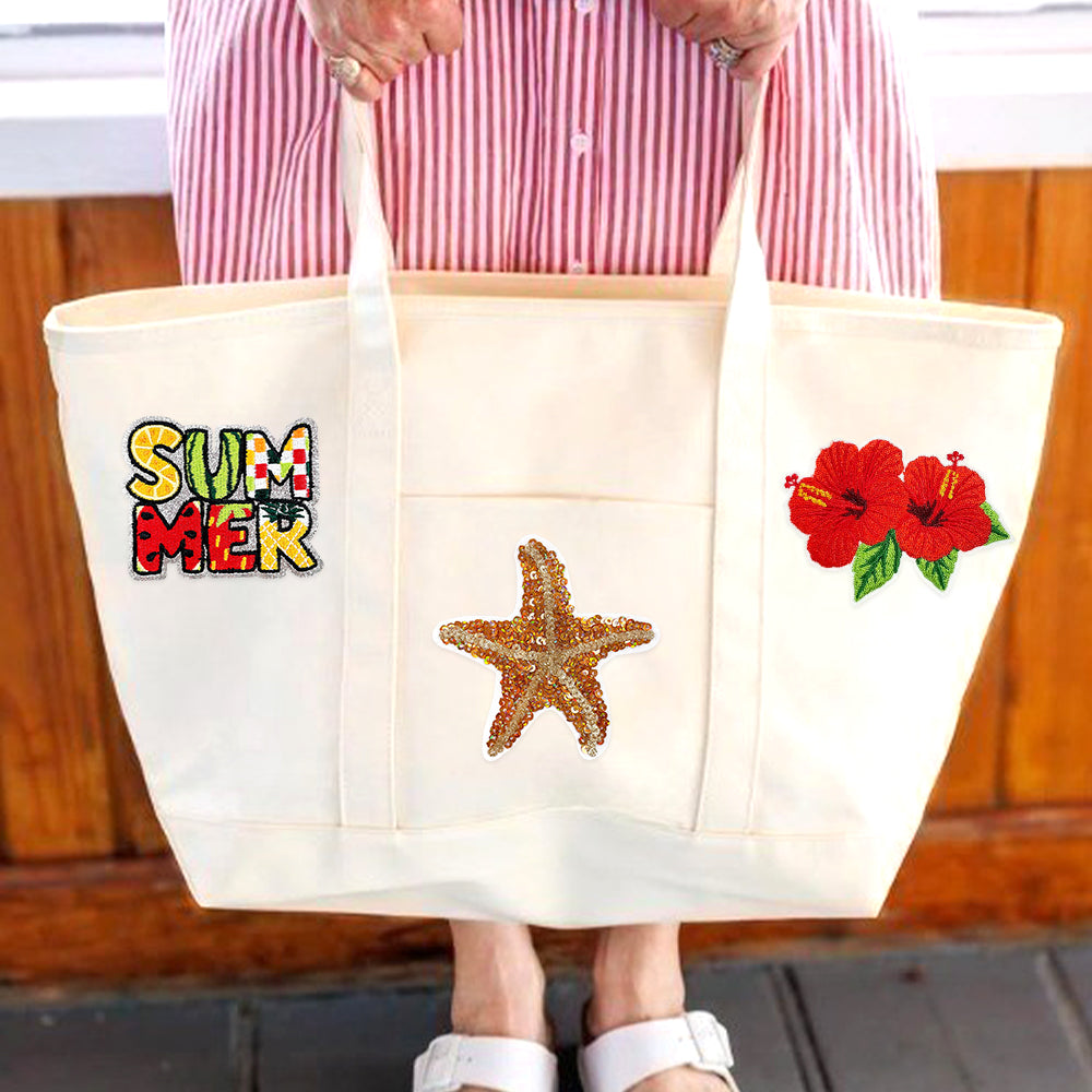 Summer Tropical Sequin Embroidery Patches – Fruit & Drink Iron-On Appliqué
