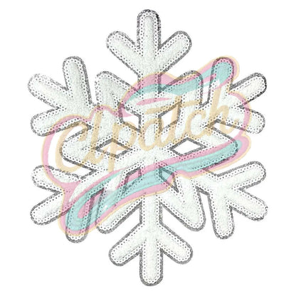 chenille Large Embroidered adhesive patch with snowflake - Clpatch
