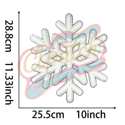 chenille Large Embroidered adhesive patch with snowflake - Clpatch