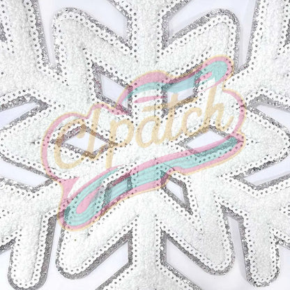 chenille Large Embroidered adhesive patch with snowflake - Clpatch