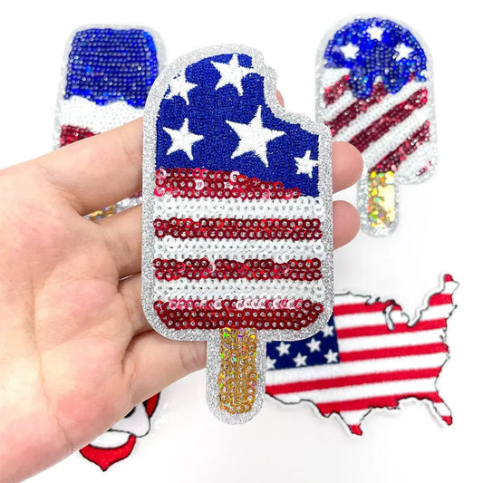 ice cream 4th july embroidery sequins design patch Clpatch   huge range of embroidery patch