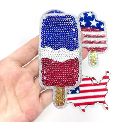 ice cream 4th july embroidery sequins design patch Clpatch   huge range of embroidery patch