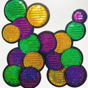 Mardi Gras Bead Dog patch - Sequins Iron on patch