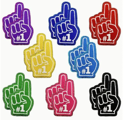 Sports #1 Finger Embroidered Iron-On Patches with Glitter