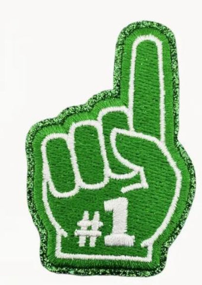Sports #1 Finger Embroidered Iron-On Patches with Glitter