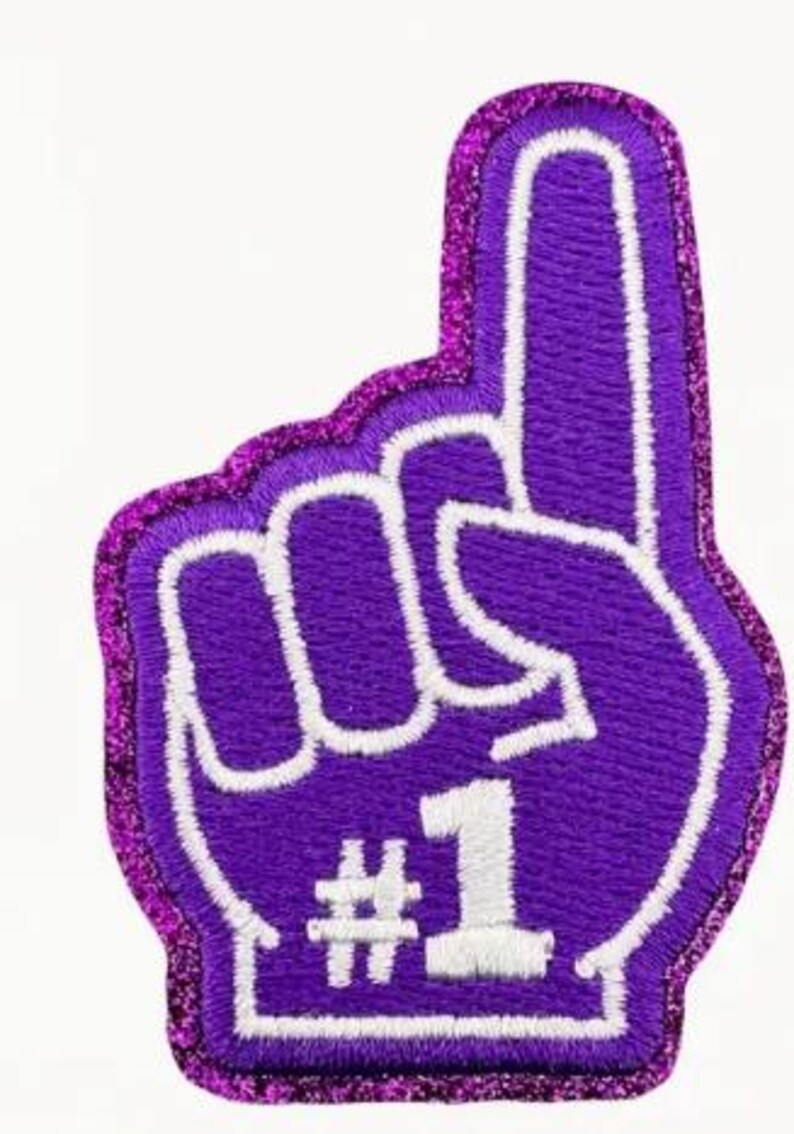 Sports #1 Finger Embroidered Iron-On Patches with Glitter - Clpatch