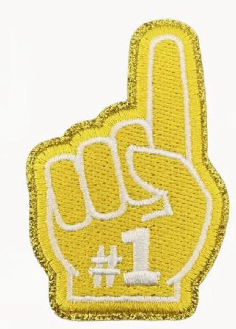 Sports #1 Finger Embroidered Iron-On Patches with Glitter - Clpatch