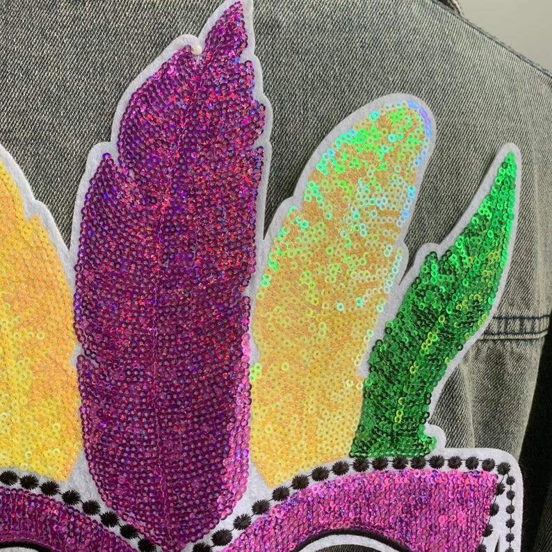 Purple Sequin Mardi Gras Mask Patch Costume Sparkle
