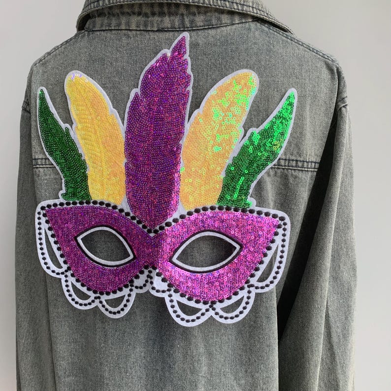Purple Sequin Mardi Gras Mask Patch Costume Sparkle