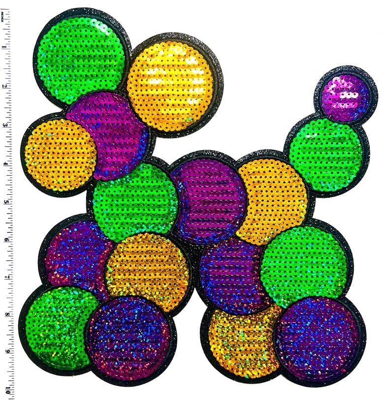 Mardi Gras Bead Dog patch - Sequins Iron on patch