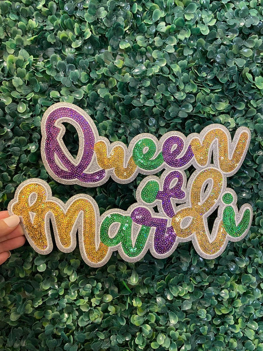 Iron On Patch - Sequin Mardi Gras - Queen of Mardi