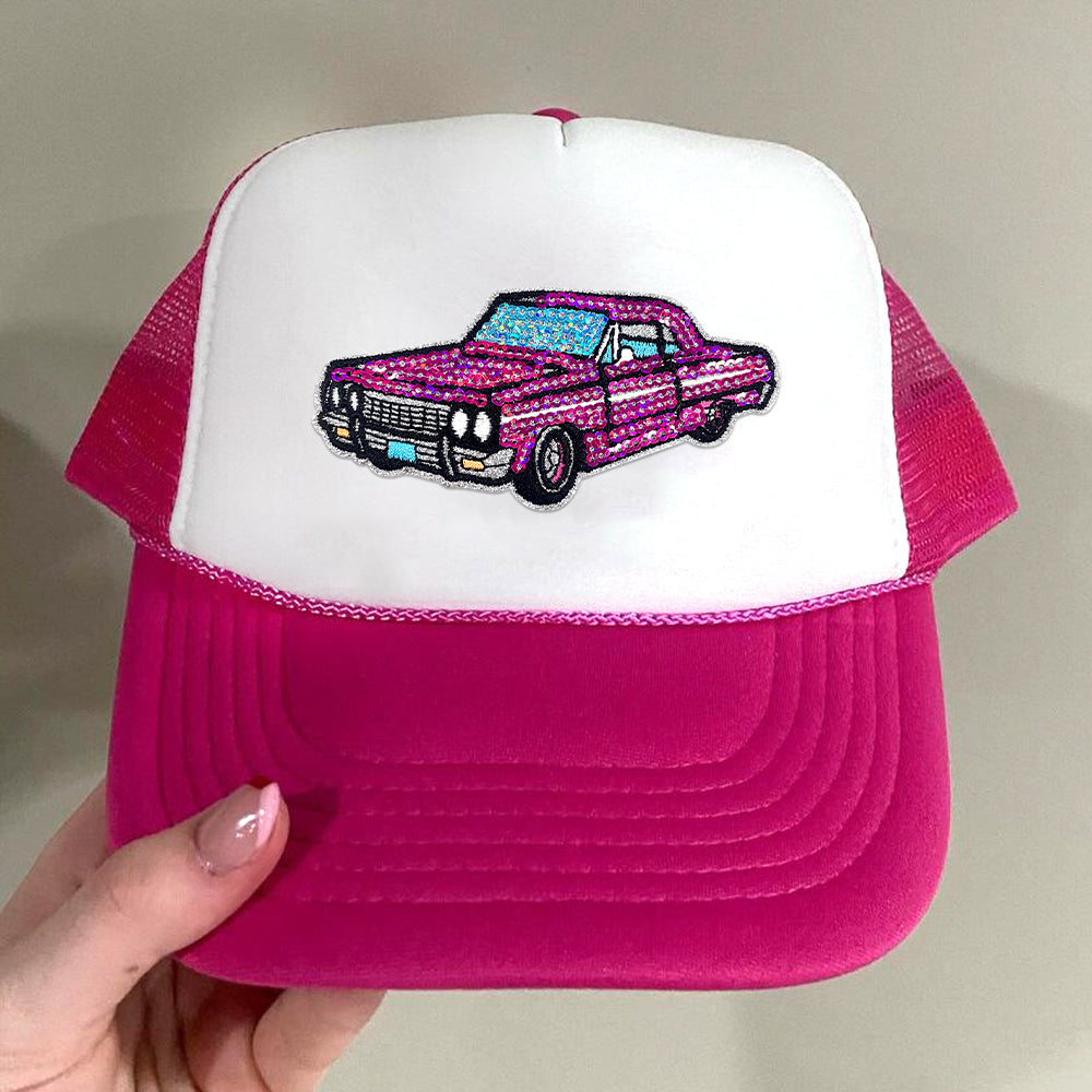 Retro lowrider-purple-blue-sequin-car-patch