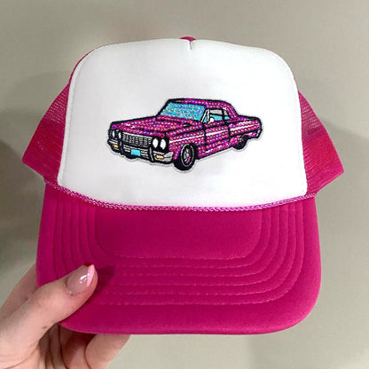 Retro lowrider-purple-blue-sequin-car-patch