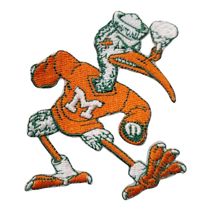 Miami Hurricanes Orange Ibis Patch. Vintage Style. Embroidered. Iron On. 3"x3" - Clpatch