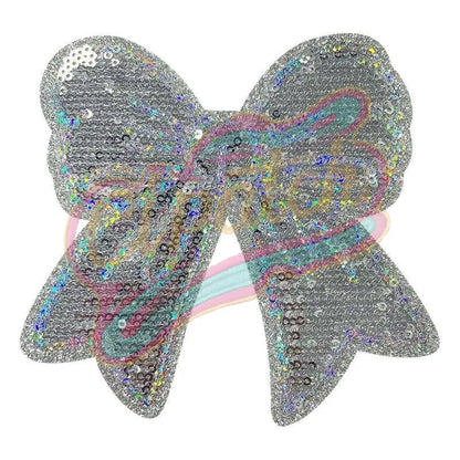side bow sliver Lasers sequins embroidery patches with adhesive - Clpatch