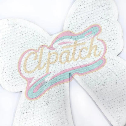 side bow sliver Lasers sequins embroidery patches with adhesive - Clpatch