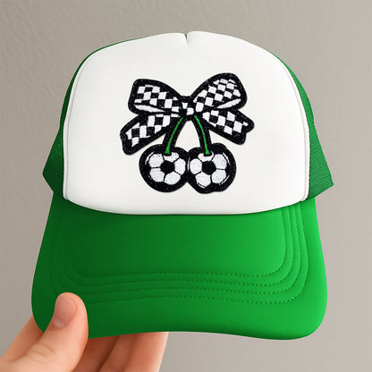 Soccer cherry checkered glitter Patches