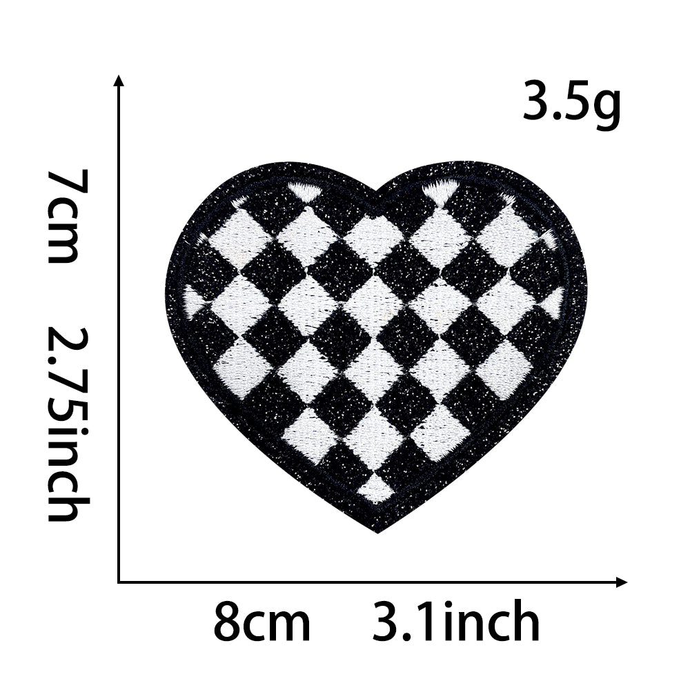 Soccer checkered heart glitter Patches
