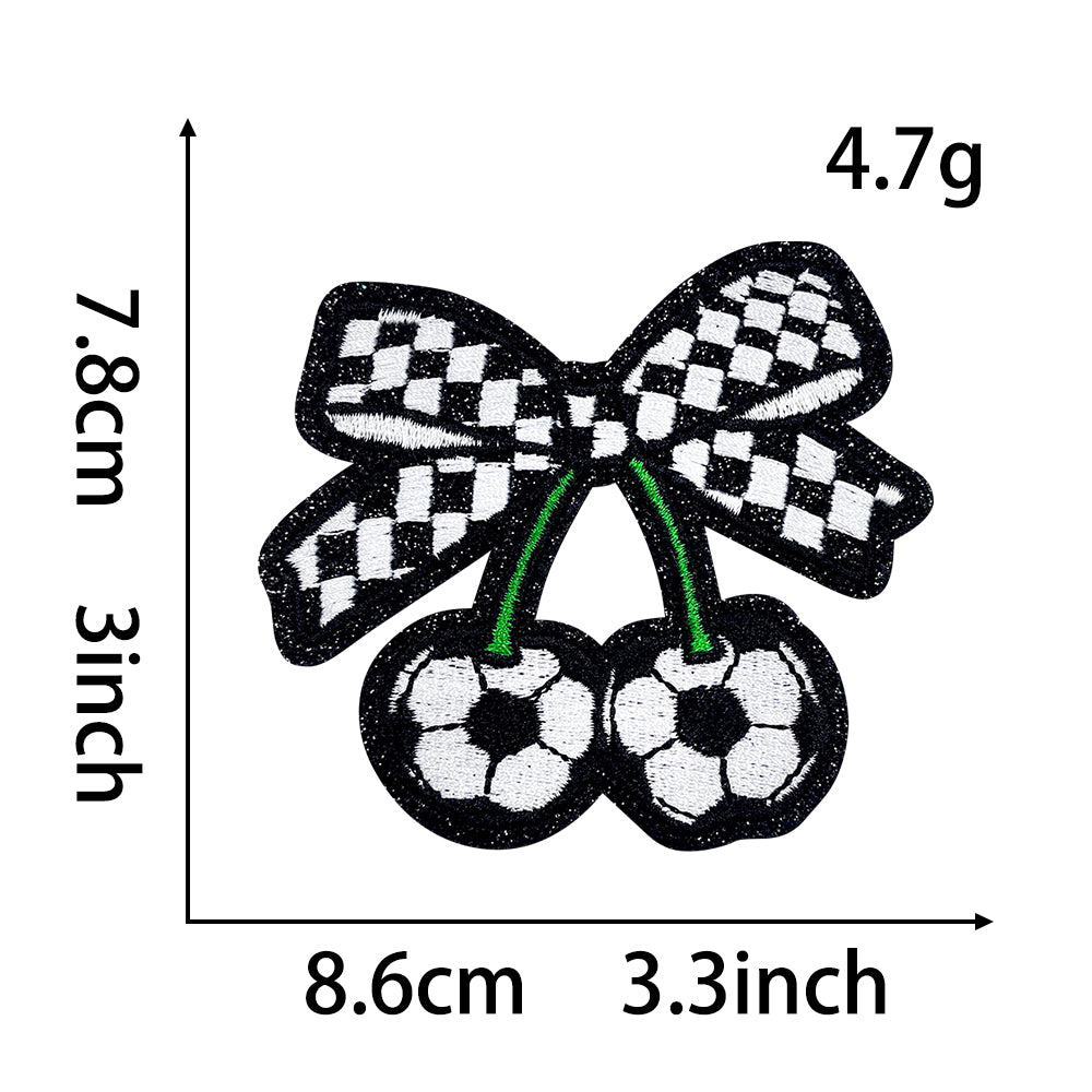 Soccer cherry checkered glitter Patches