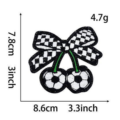 Soccer cherry checkered glitter Patches