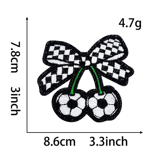 Soccer cherry checkered glitter Patches