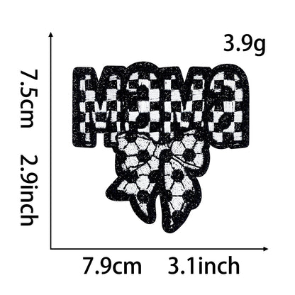 Soccer MAMA checkered bow glitter Patches